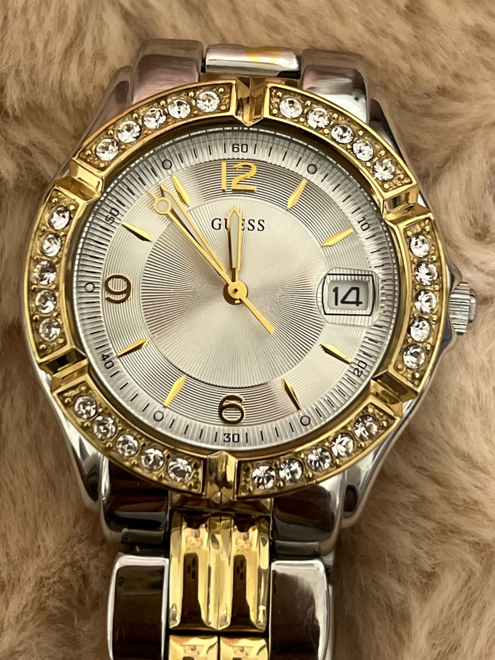 GUESS Women's Two-Tone Crystal Bezel Watch - Gold & Silver
